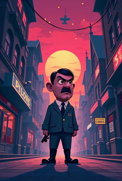 Create a poster for an animated film about Hitler in the animation style of Wreck-It Half
