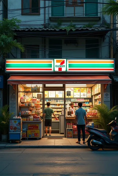 (a raw style, masterpiece, Highest quality, Very detailed), Thailand, shop, seven eleven