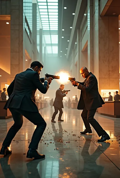 Shooting inside a bank like an action movie 