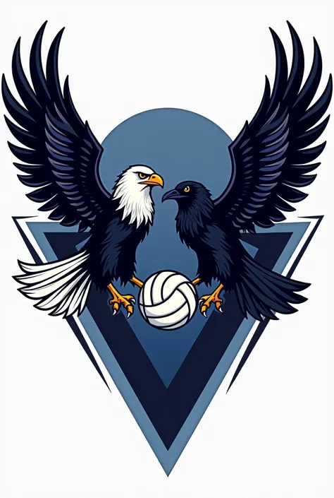 Create a volleyball team logo with an eagle and a raven 