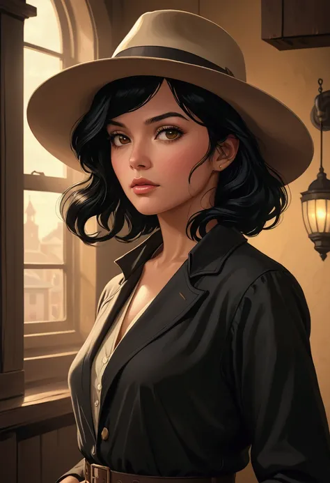 An American woman with black hair and a hat