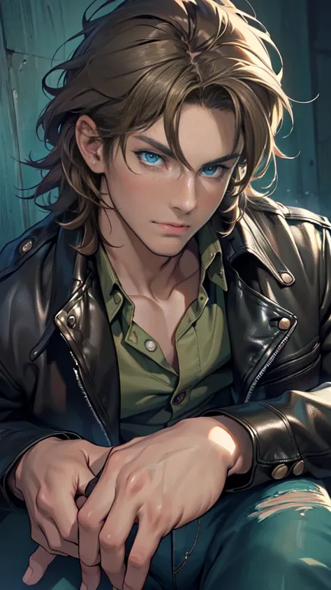 (best quality, 4k, high resolution: 1.2), anime, drawing, portrait, masterpiece, best quality, absurdities, (Official art, masterpiece, 8k, HD, ultra-detailed), ultra-detailed, a portrait of a 24 man, (man), messy brown hair, dark green eyes, investigator,...