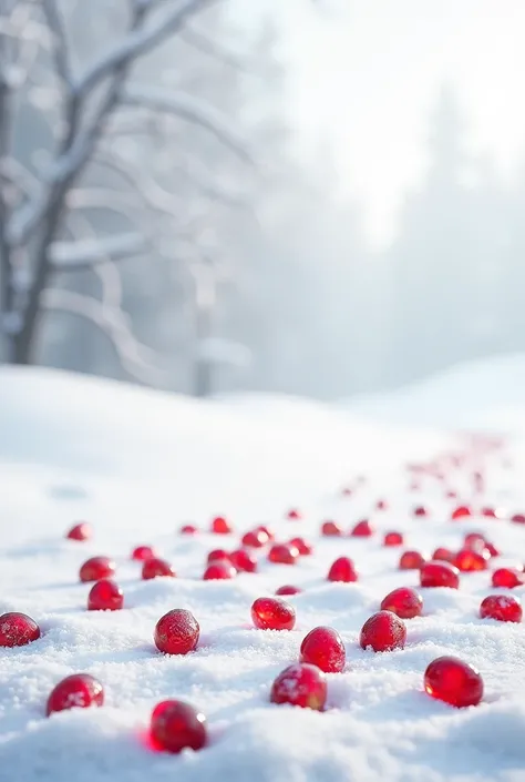 snow background with pomegranate fruit grains, that there is only the ground


