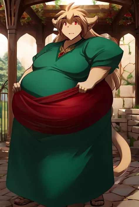 Twokinds mega obese body basitin green clothes red eyes male 