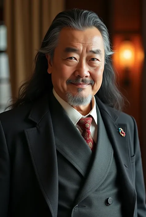 Chinese tycoon,long hair and vintage clothes