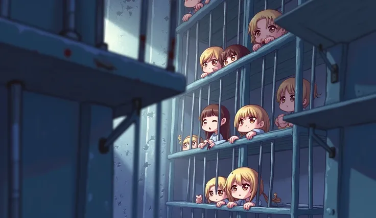 Add jail cells with chibi-style kids in them