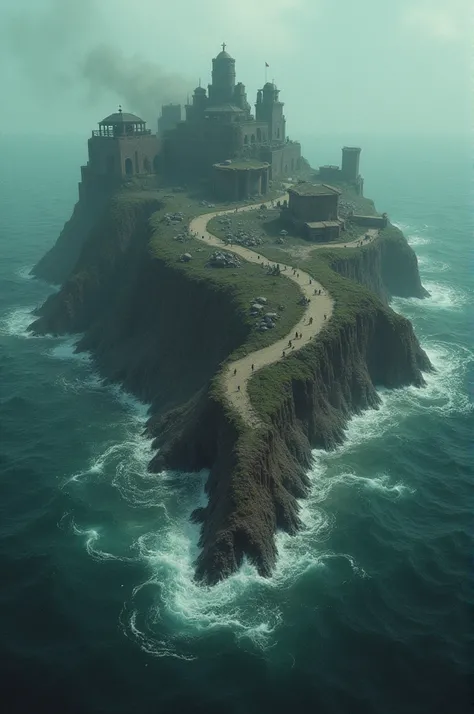 A sea where they make an island with people killing each other
