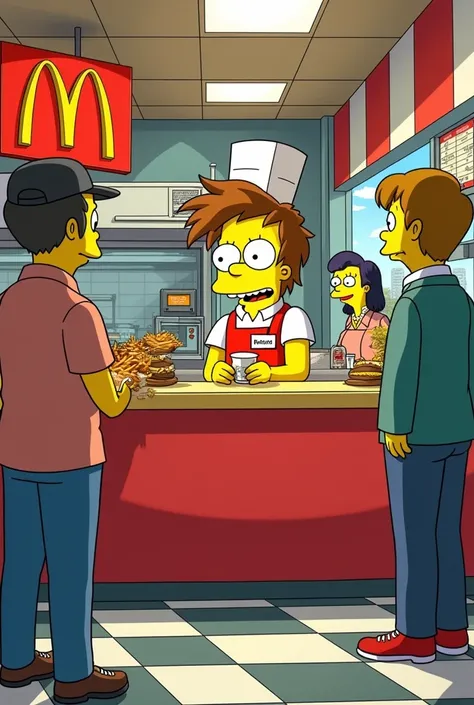 Ralph Wiggum working at McDonalds