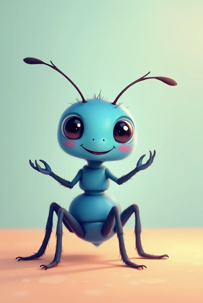 Cute and tender blue student ant
