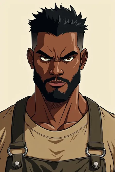 RPG Character, Young black man, muscular man in farmer&#39;s clothes, just the face Arthur manga