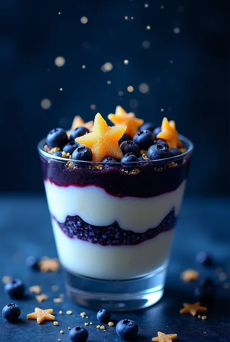 Make a fruit parfait that represents the starry night 