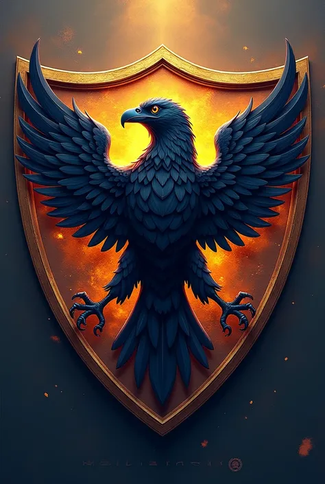 Make a volleyball team shield with an eagle and a raven 
