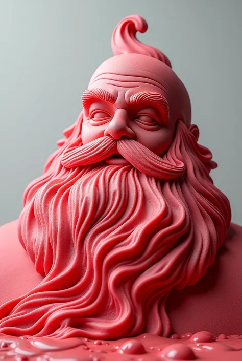 Ice cream simulating Santa Claus&#39;s beard but in red


