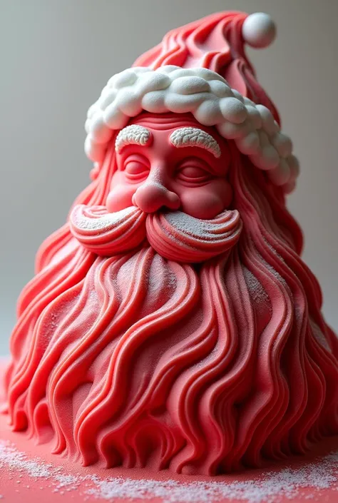 Ice cream simulating Santa Claus&#39;s beard but in red


