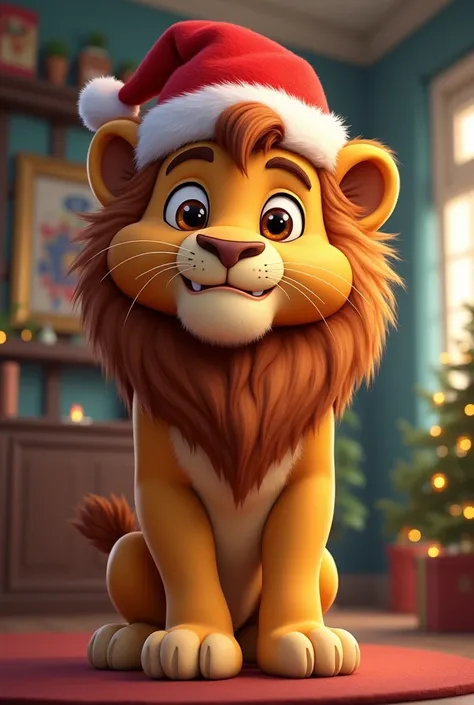 Lion Daren from Proerd with Christmas hat
