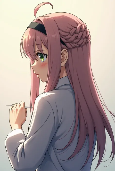 anime，Braiding，Headband，dorsal position