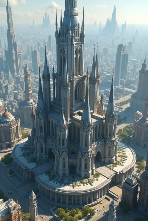 I want a modern city, and a colossal castle in the city center, but I also want several buildings, with the top view