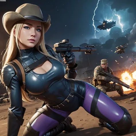 ,fortnite ,chica sexy , Seductive position ,blue eyes ,Beautiful girl,perfect body,Big breasts, seductive look ,sensual legs,in a battle environment, ,Eyes closed, open mouth ,realistic ,blonde hair, chest to ground position,while aiming a sniper rifle at ...