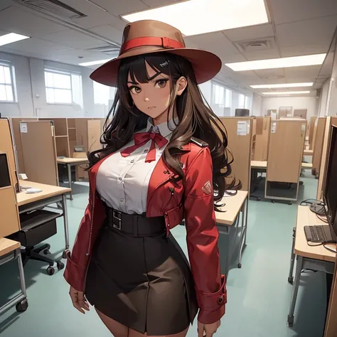 Masterpiece, Best Quality, High Details, HD, High Quality, High Resolution, Textured Skin, Anatomically Correct, horror genre, anime style, solo character.
{{(A 40-years-old woman researcher:(she has: tanned skin. Brown eyes. Long curly black-hair. Beautif...