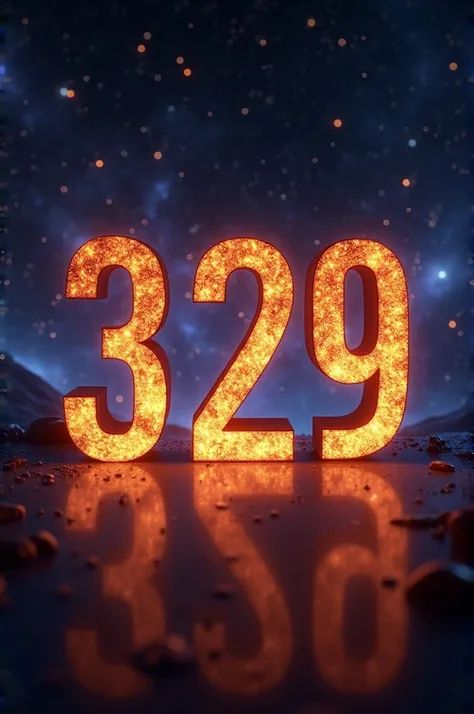 The number 329 illuminated style and with a wallpaper of the Sagittarius cluster 
