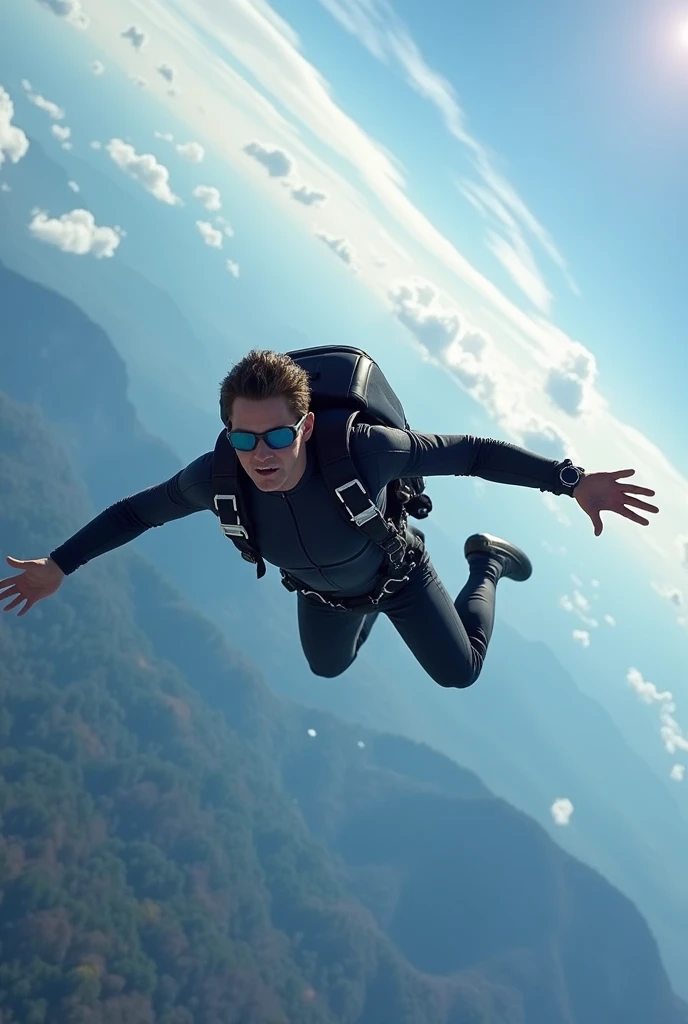 A man jumping out of a plane 