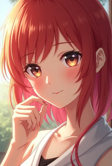 Female, Anime, Pretty, Smile, adult, Red hair