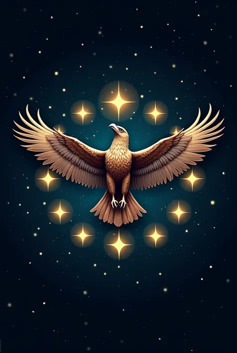 A logo of a condor with ten golden stars