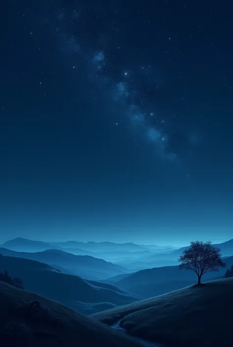 A landscape during a night with a starry sky