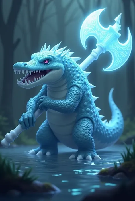 Make a water type pokemon/ghost, based on the shape of a crocodile with an axe. 