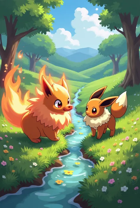 Pokemon battle of tepig and eevee
