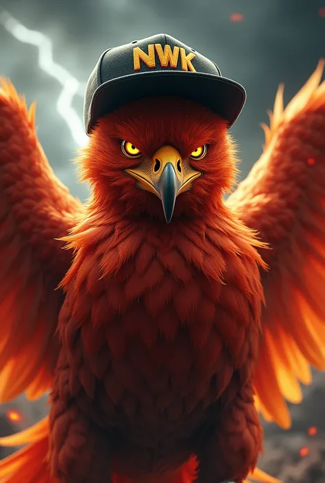 Angry Phoenix Bird wearing a cap that says NWK