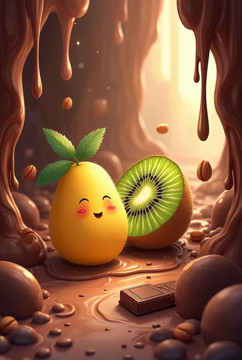 Feijoba and kiwi animated chocolate