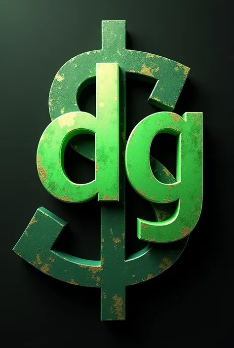 Create a realistic written logo "DG THE BOSS" with dollar and wealth theme with green dollar sign color 