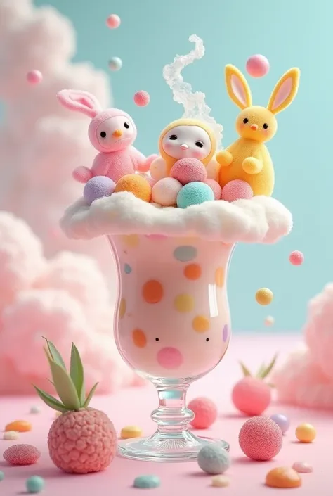 in a glass of foam with candy