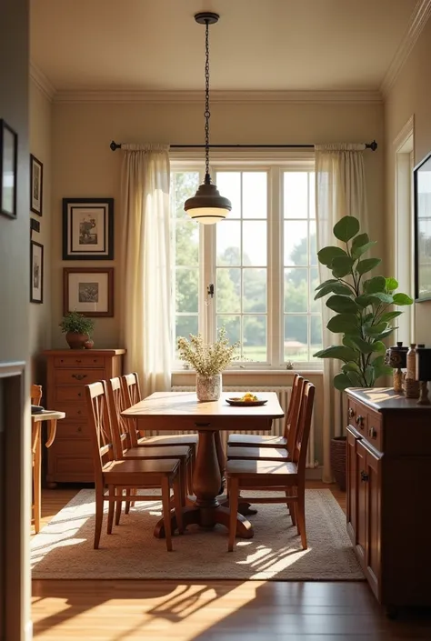 A dining room in a realistic house 