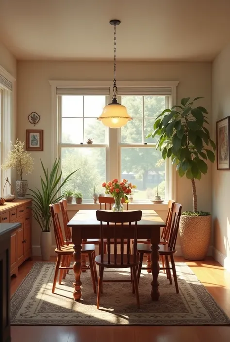 A dining room in a realistic house 