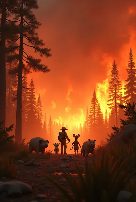 Pixar wildfires, animals and people