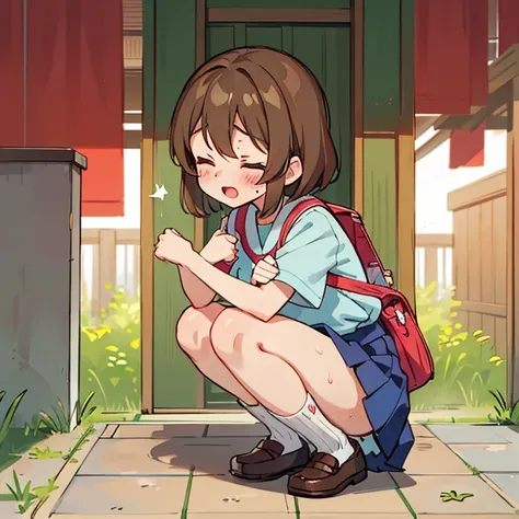 Aikatsu,Squat、Please open your knees wider.,Japanese-style toilet　Spread pussy,Primary school students,Squatting with my school bag spread out。Showing pussy　。　My face is sweaty and red、Close your eyes、Please open your mouth　Masturbation behavior　Pussy juic...