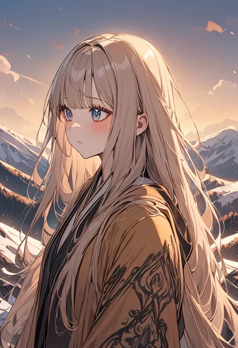 Highest quality, Absurd, Very detailed, In the mountains_this, 1 Girl, alone_concentrate,  Let your hair down