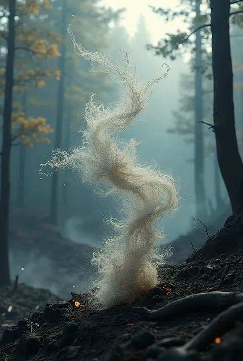 after a forest fire, the dance of the ashes