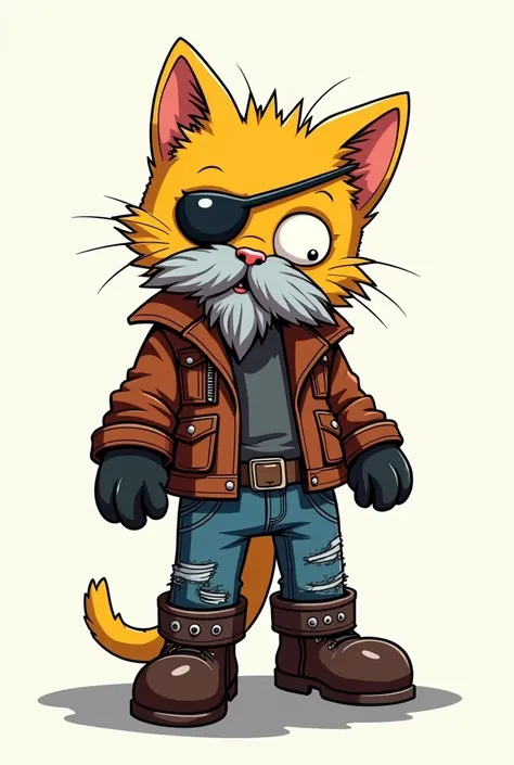 A Simpson-style kitten dressed as Old Man Logan
