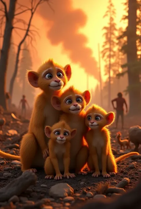 Pixar wildfires, animals and people, Golden Lion Tamarin