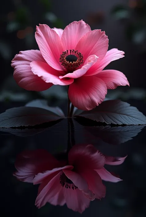 A pink flower with black petals that reflects a toxic love all this with an artful touch. 