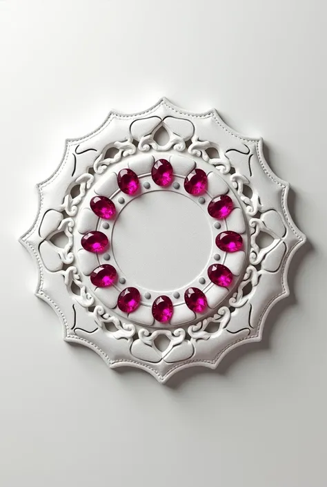 Luxury pattern circle white leather carved with twelve rubies array circle, absolute circle.