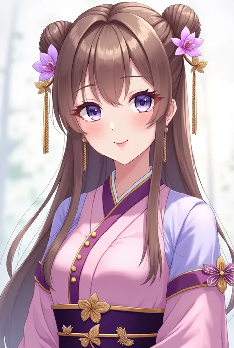 Yun Xi is an extremely beautiful fair-skinned woman with long straight light brown hair., which is usually styled in a half up half down hime cut. She also uses two golden hairpins with thin chains falling from behind to keep her bun in place and other gol...