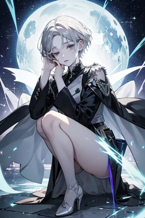 Goshenite, Goshenite has a ghostly appearance with short grey hair, which covers her eyes, and uniform and extremely pale grey skin. Her gemstone is located on her right knee. SPARKLE; GLITTER