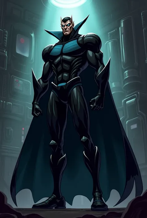 A black cartoon super villain