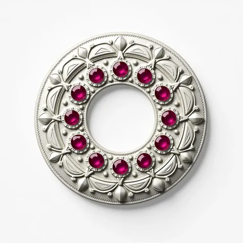 Luxury pattern circle white leather carved with twelve rubies array circle, absolute circle.