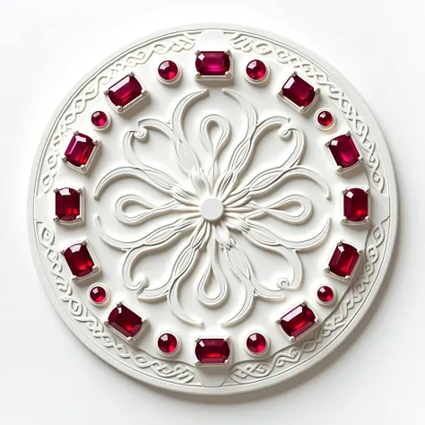 

luxury pattern circle white leather carved with twelve rubies array circle, absolute circle.


