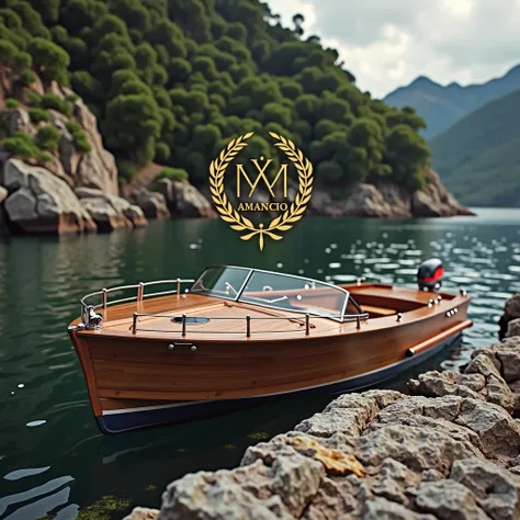 Design a logo for a company named ‘Nautico Amancio’ that specializes in selling wooden boats. The logo should draw inspiration from the elegant and refined aesthetics of European wooden boats while incorporating elements of Brazilian culture. The design sh...